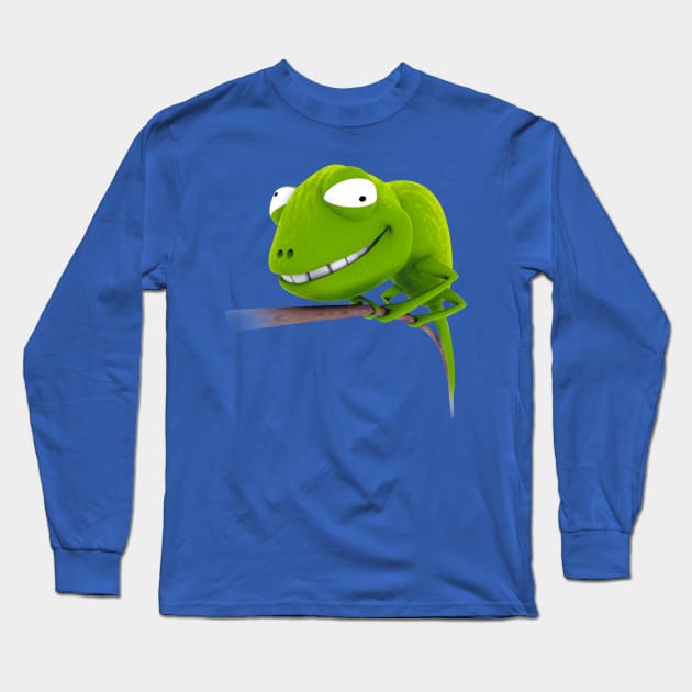 Funny Chameleon Long Sleeve T-Shirt by Happy Art Designs